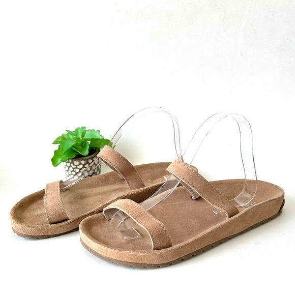 EMU Australia Lorikeet Tan Suede Two Strap Slide Sandal Almond Size 11 - Picture 2 of 11